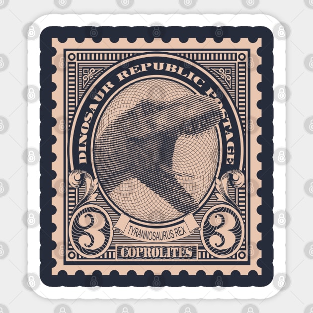 Dinosaur Republic Postage Stamp - Tyranosaurus Sticker by DrPeper